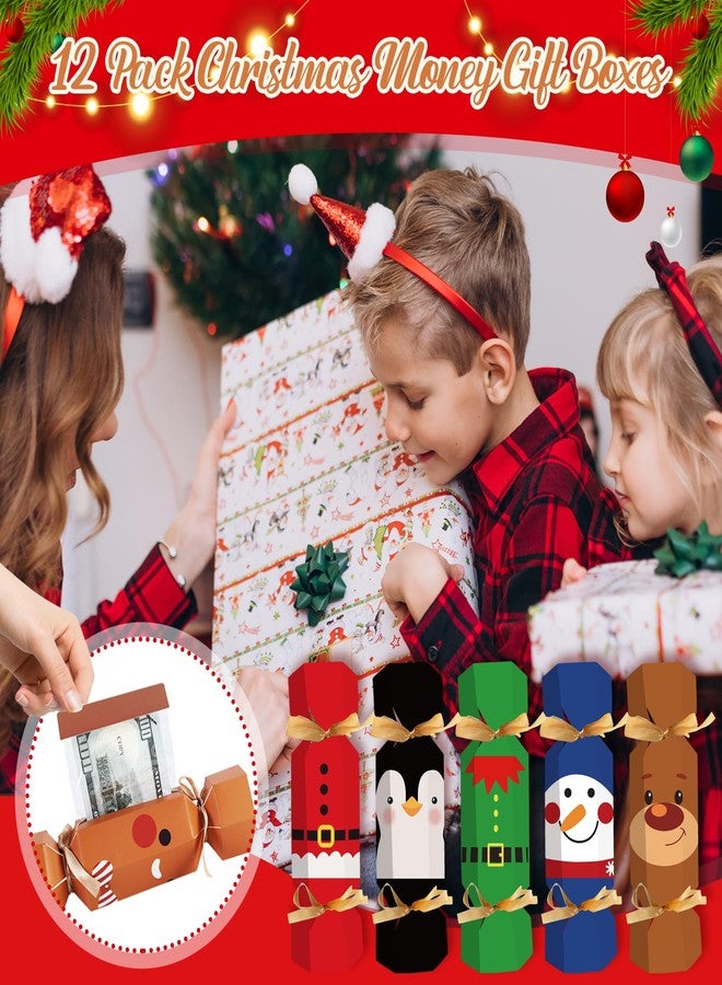 Piuaeue 12 Pcs Christmas Surprise Money Pull Pouch Christmas Money Box for Cash Gift Pull Xmas Money Holders for Cash for Kid Adult with 120 Pcs Transparent Bag Creative Way to Give Dollar Gift (Classical) - Image 4